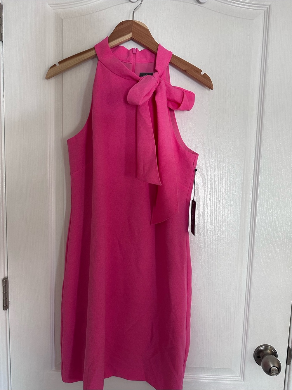 Vince Camuto Hot Pink Bow-Neck Sleeveless Dress